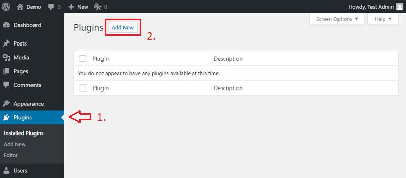 On plugin page, about to add a new plugin