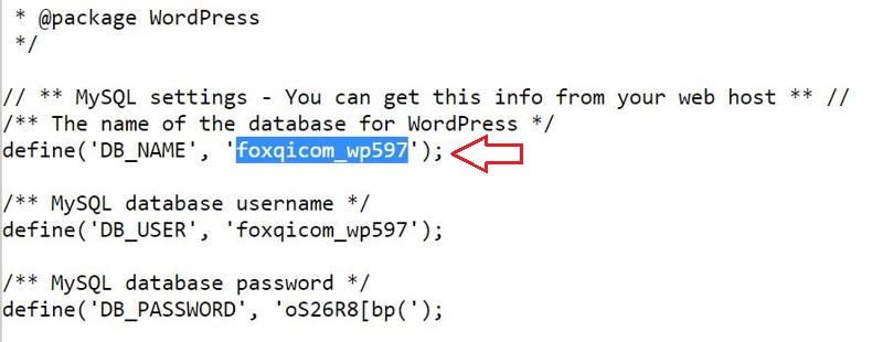 Gathering database information from wp-config.php file