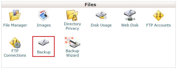 Highlighting the cPanel Backup application