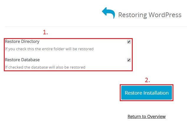 Selecting what to restore