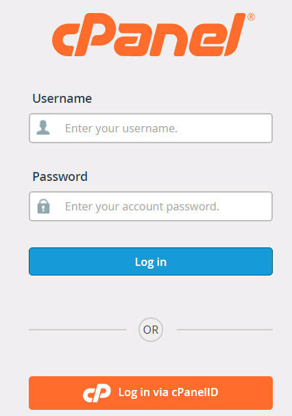 cPanel login page