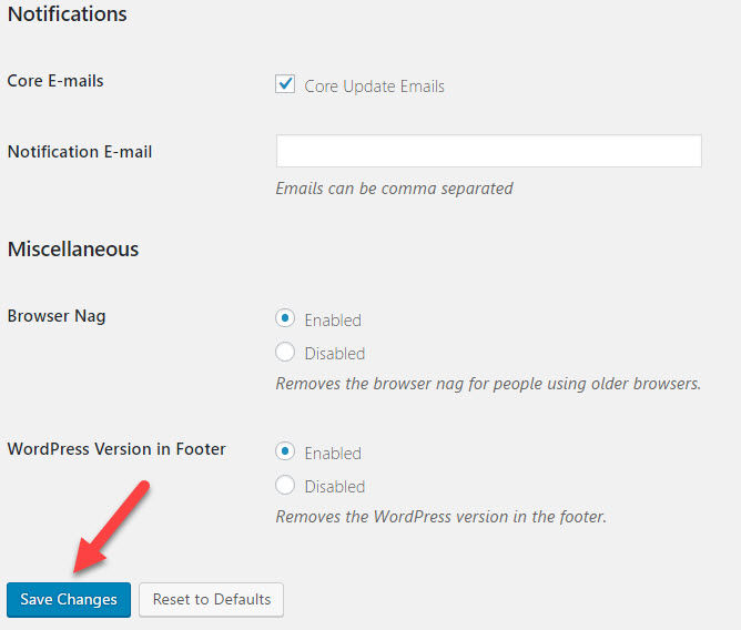 Easy Update Manager's general notifications settings