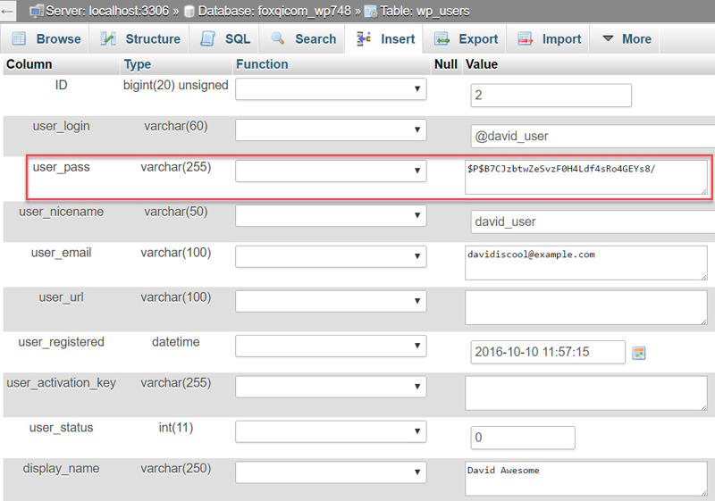 Editing user settings