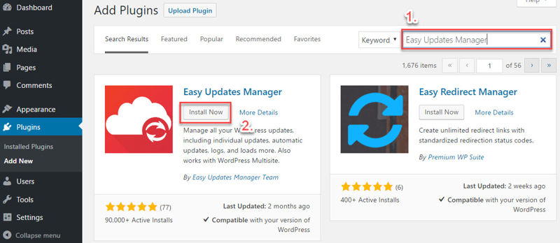 Installing the Easy Updates Manager plugin