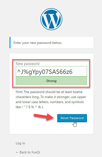 Setting new password