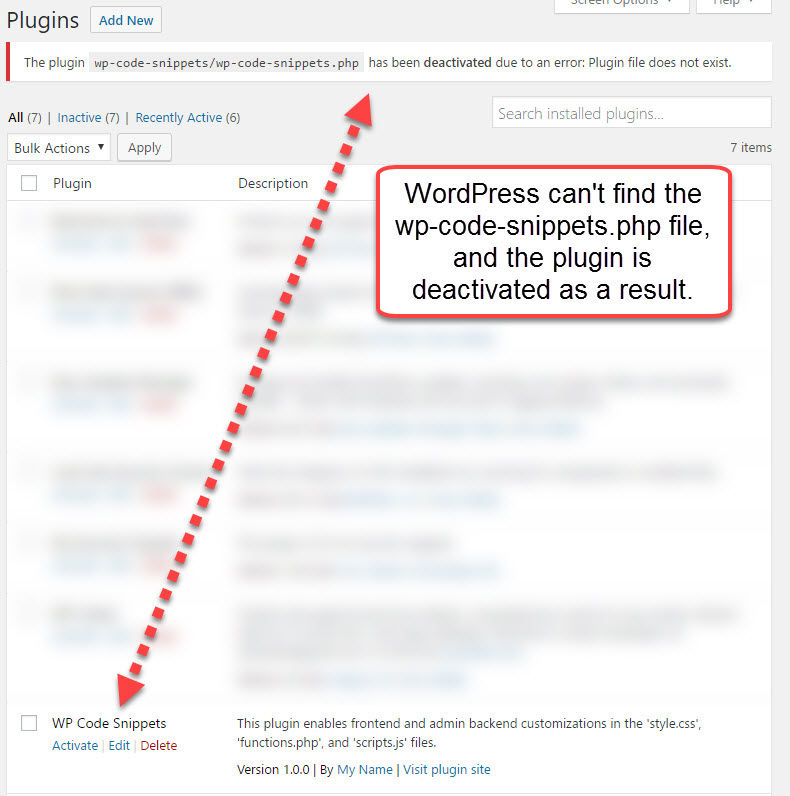 WordPress plugin deactivated error